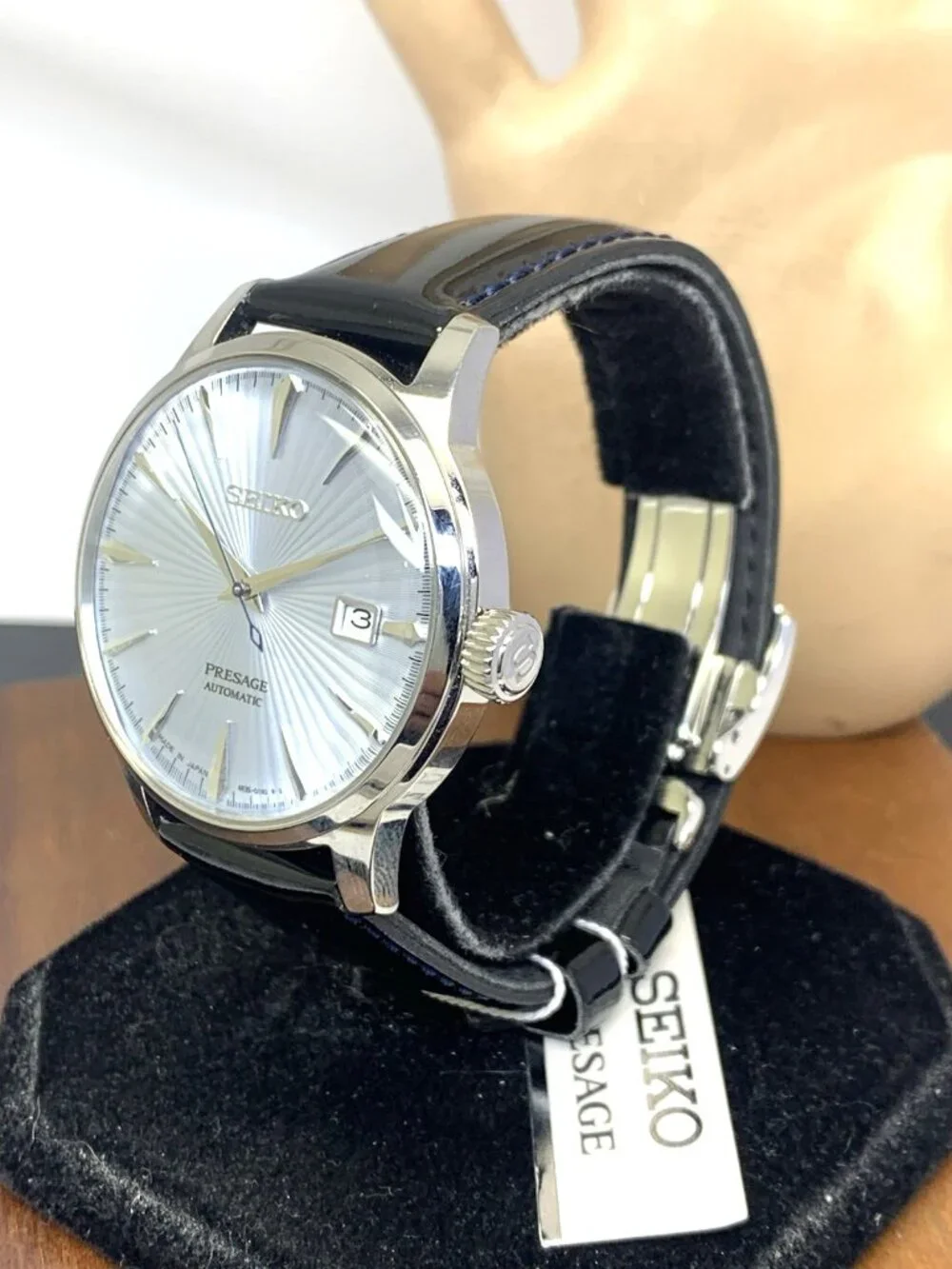 Seiko Men's Watch SRPB43 Presage Automatic Blue Dial Black Leather Band 40mm